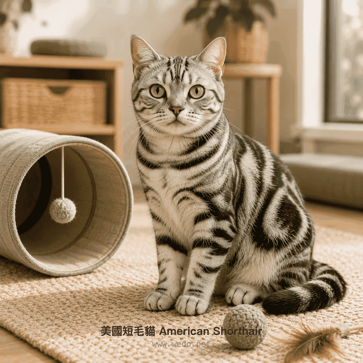 美國短毛貓 American Shorthair 在室內玩耍