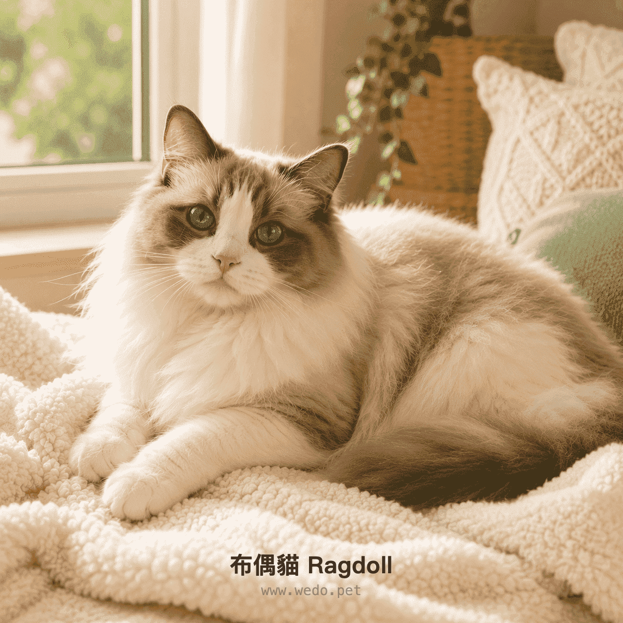 布偶貓 Ragdoll 在毯子上放鬆