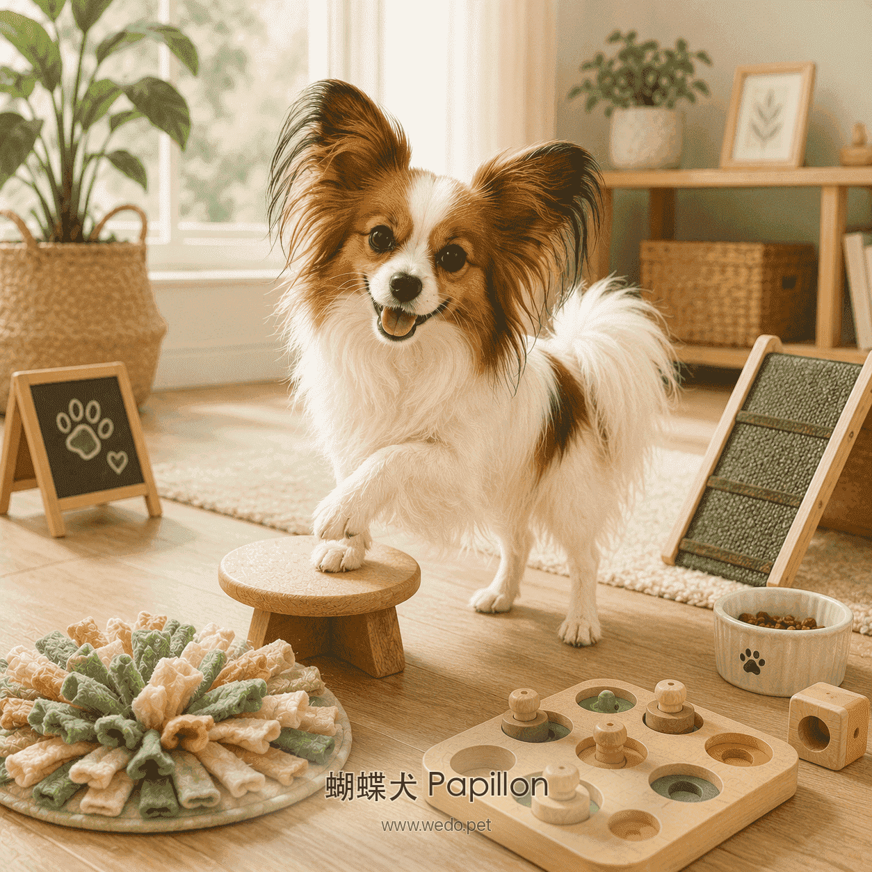 蝴蝶犬 Papillon 插畫