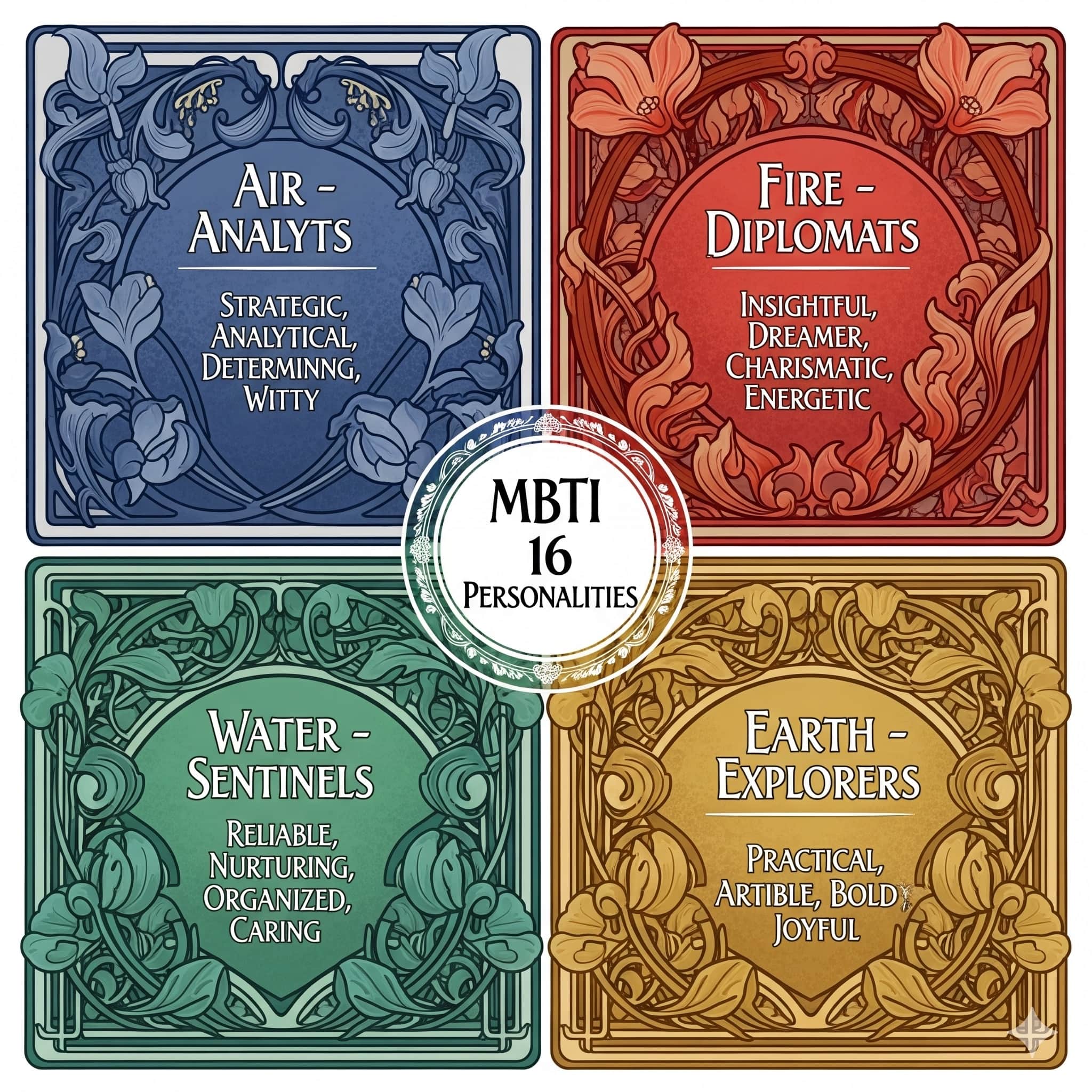 MBTI 動物原型圖卡四大象限總覽
