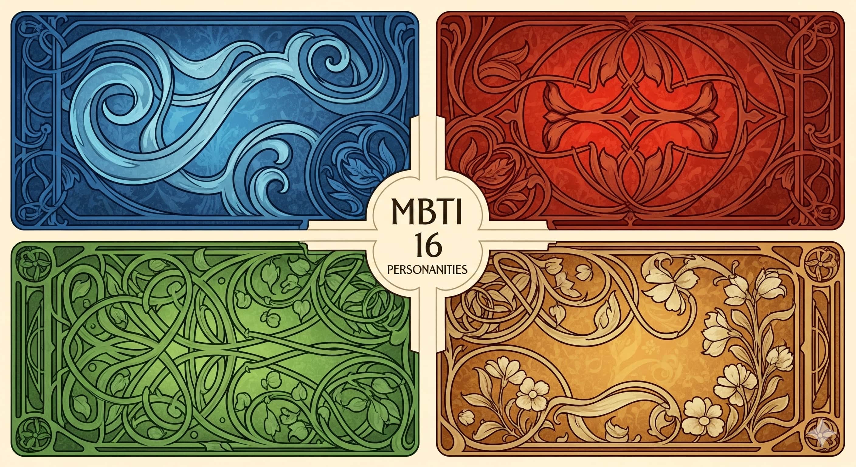 MBTI 16 型人格四大元素象限總覽圖